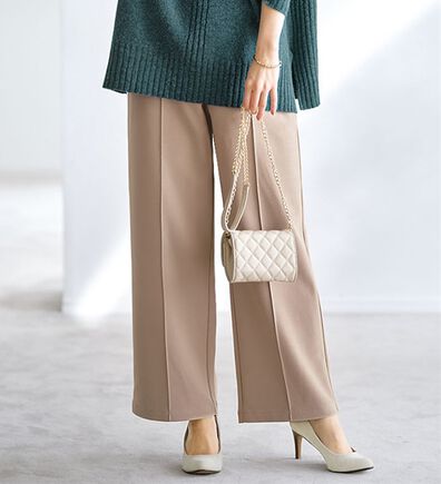 BELLUNA（ベルーナ）の「【快適Ｌａｂ．】裏起毛ジョーゼット素材ワイドパンツ（ワイドパンツ・ガウチョ）」