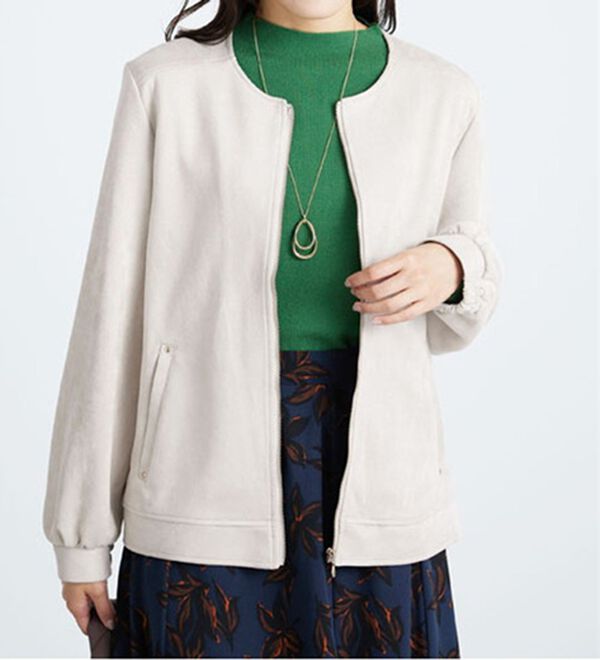 BELLUNA（ベルーナ）の「スエード調素材ノーカラージャケット（ノーカラージャケット）」｜詳細画像