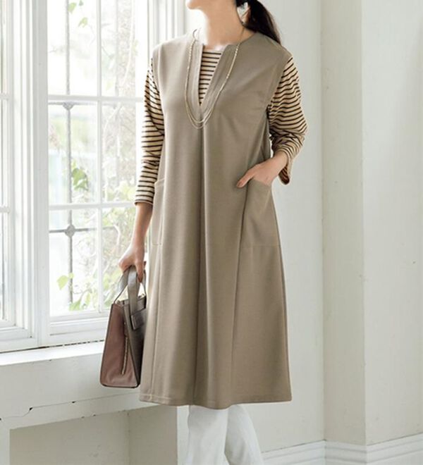 ルフラン（ルフラン）の「【３色組】重ねデザインリップル素材チュニックワンピ（チュニック）」｜詳細画像