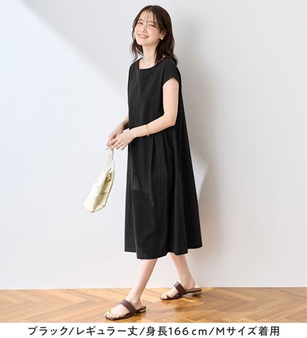 Viola e Viola（ヴィオラ エ ヴィオラ）の「【選べる２丈】綿１００％タック使いワンピース＜Ｓ～４Ｌ＞（チュニックワンピース）」｜詳細画像