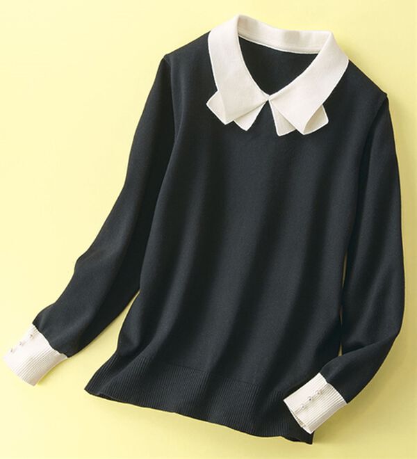 BELLUNA（ベルーナ）の「配色衿ニットプルオーバー（ニット・セーター）」｜詳細画像