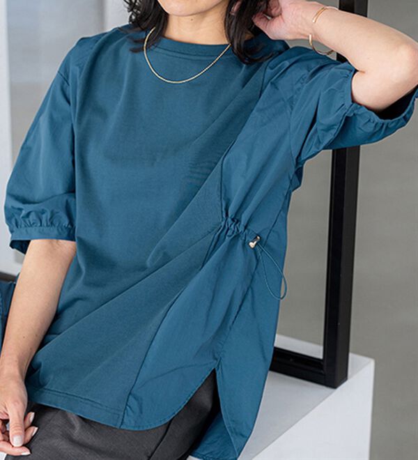 BELLUNA（ベルーナ）の「高見え！異素材切替ドロスト使いプルオーバー（カットソー）」｜詳細画像