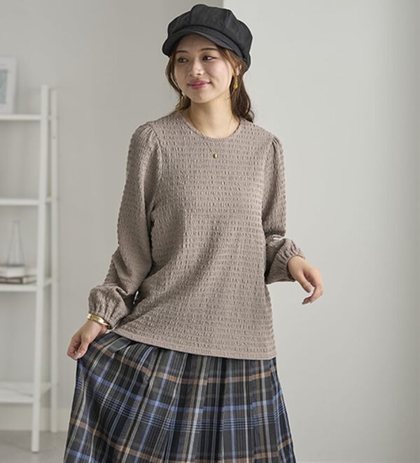 BELLUNA（ベルーナ）の「ふくれジャカードパフブラウス（ブラウス）」｜詳細画像