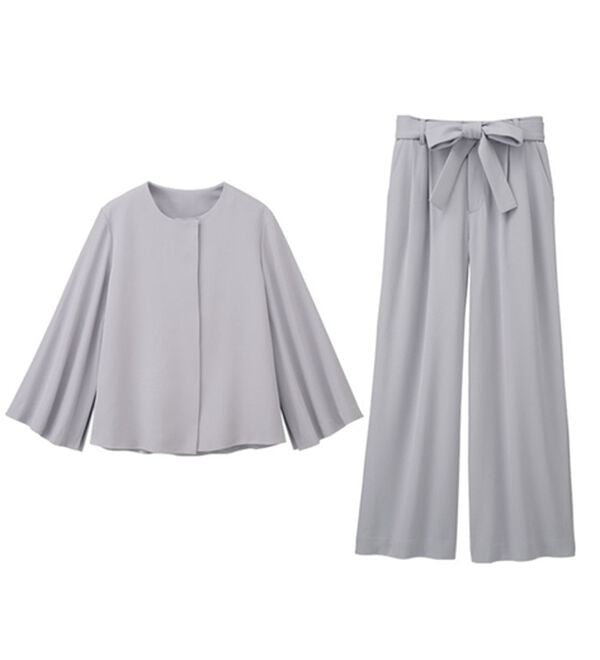 RANAN（ラナン）の「【２点セット】防しわ！洗える！ケープライクジャケットセットアップ（パンツスーツ）」｜詳細画像