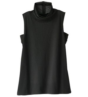 BELLUNA（ベルーナ）の「綿混素材脇汗対策チュール使いインナー（タンクトップ・キャミソール）」｜黒