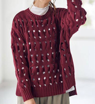 BELLUNA（ベルーナ）の「重ね着を楽しむ透かし編ニットセーター（ニット・セーター）」