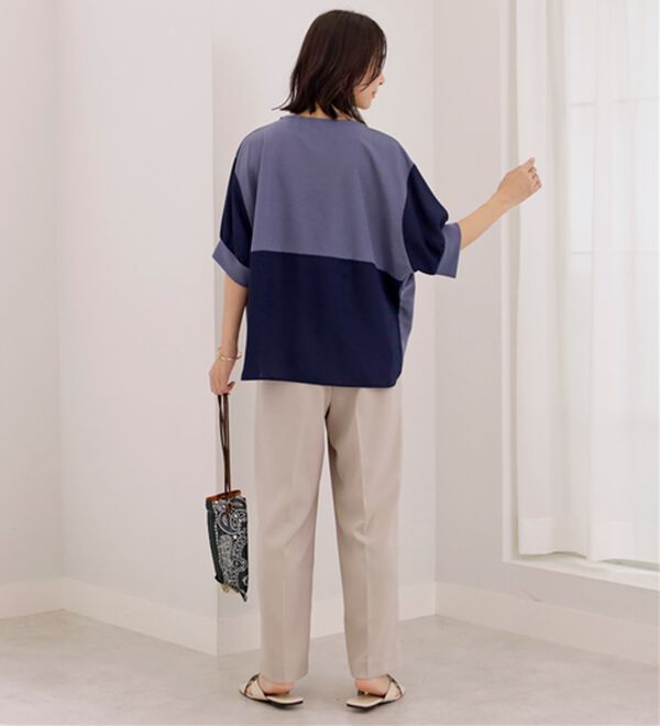 BELLUNA（ベルーナ）の「異素材使い裾タックプルオーバー（カットソー）」｜詳細画像