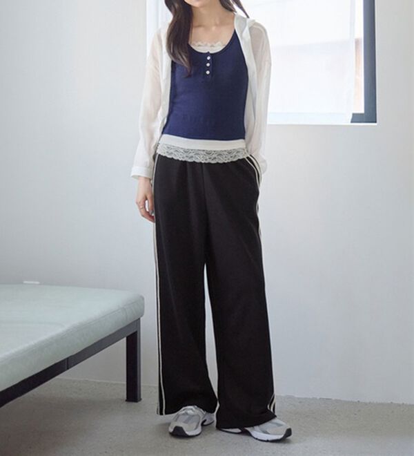 CHAN ME（チャンミ）の「ダブルレーススウェットパンツ（フルレングスパンツ）」｜詳細画像
