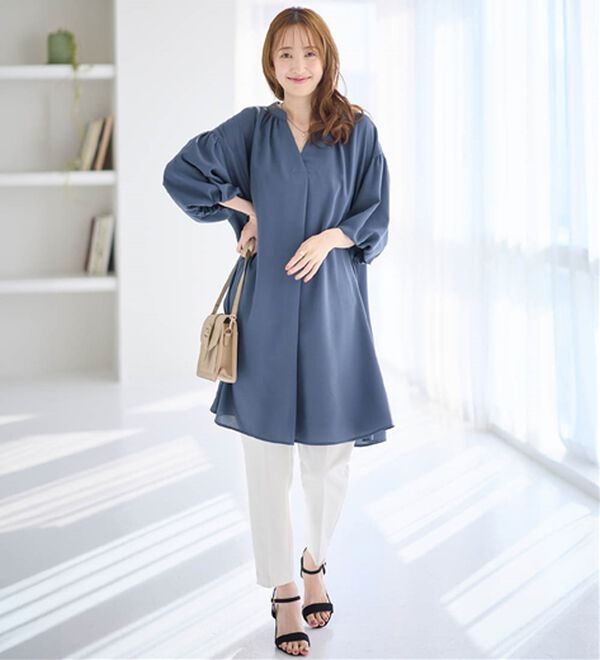 alotta（アロッタ）の「パフ袖とろみブラウスチュニックワンピース（チュニックワンピース）」｜詳細画像