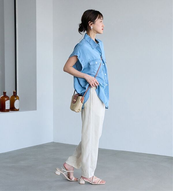 BELLUNA（ベルーナ）の「レーヨン麻入りゆったりワイドパンツ（フルレングスパンツ）」｜詳細画像