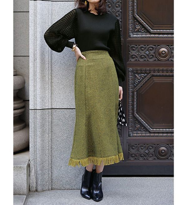 RANAN（ラナン）の「フリンジツイードマーメイドスカート（ロングスカート）」｜詳細画像