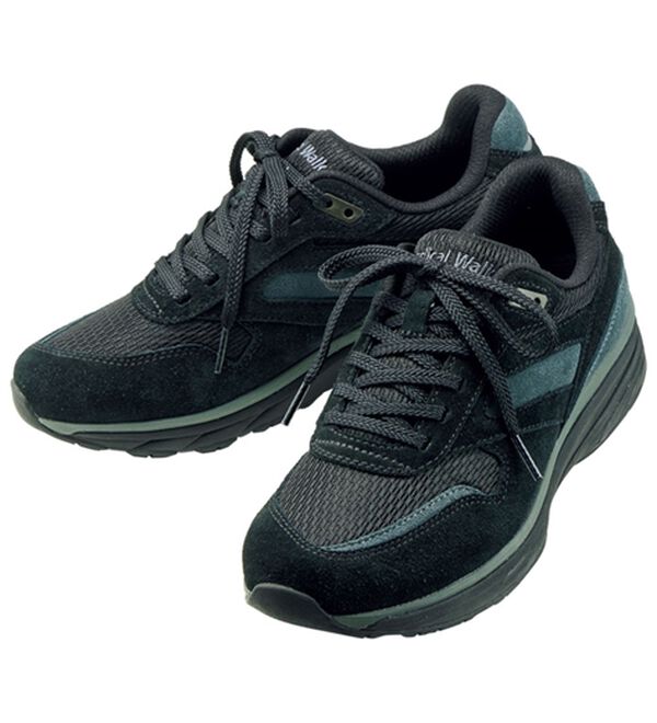 BELLUNA（ベルーナ）の「アサヒメディカルウォーク牛革ベロア靴（スニーカー）」｜ブラック