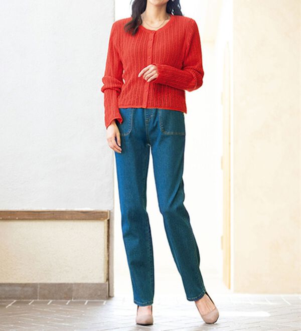 ルフラン（ルフラン）の「【３本組】配色ステッチ柔らか楽デニム（フルレングスパンツ）」｜詳細画像