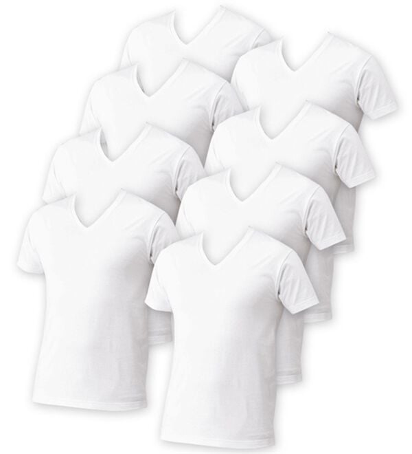 「【８枚組】綿１００％抗菌防臭インナー　Ｖ首半袖（メンズ肌着・インナーウェア）」｜詳細画像