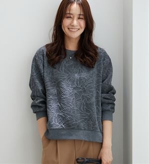 BELLUNA（ベルーナ）の「花柄ふくれジャカード素材プルオーバー（カットソー）」｜杢チャコール