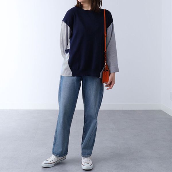 BELLUNA（ベルーナ）の「シャツレイヤード風ニットプルオーバー（ニット・セーター）」｜詳細画像