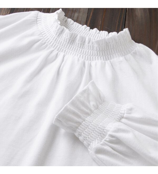 Viola e Viola（ヴィオラ エ ヴィオラ）の「綿１００％スモッキング衿＆袖プチハイトップス（カットソー）」｜詳細画像