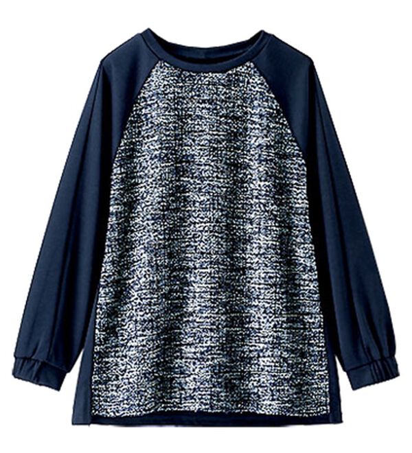 BELLUNA（ベルーナ）の「ツイード調切替デザインプルオーバー（カットソー）」｜詳細画像