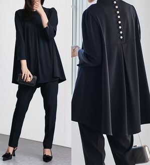 RANAN（ラナン）の「＜セットアップ＞バックパール調デザインフレアートップスパンツセット（パンツスーツ）」｜詳細画像