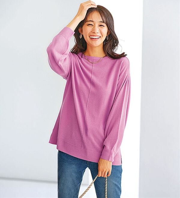 BELLUNA（ベルーナ）の「ふんわりカシミヤタッチニットプルオーバー（ニット・セーター）」｜ピンク