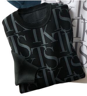 「＜ザ　ショップ　ティーケー＞軽量ストレッチロゴセーター（メンズニット・セーター）」｜ブラック