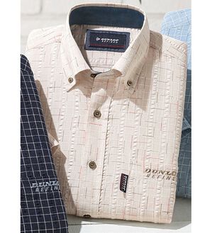 「＜ダンロップ・リファインド＞吸汗速乾絣チェックシャツ（メンズシャツ）」｜アイボリー