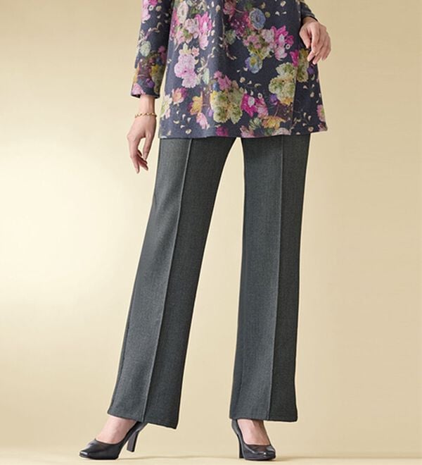 BELLUNA（ベルーナ）の「お出かけ静電防止ストレッチパンツ（フルレングスパンツ）」｜杢チャコール