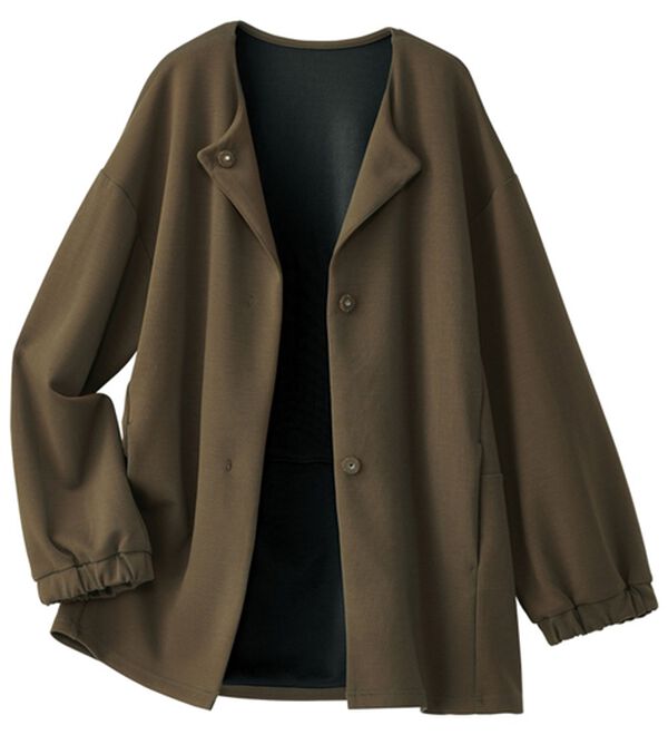 BELLUNA（ベルーナ）の「＜ａｉｒｙ　ｊｅｒｓｅｙ＞配色コクーンジャケット（ノーカラージャケット）」｜詳細画像