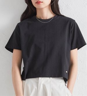 RANAN（ラナン）の「【5つの機能付】ひんやり着回し抜群ベーシックＴシャツ＜選べる着丈＞（Tシャツ）」｜ブラック(クロップド丈)