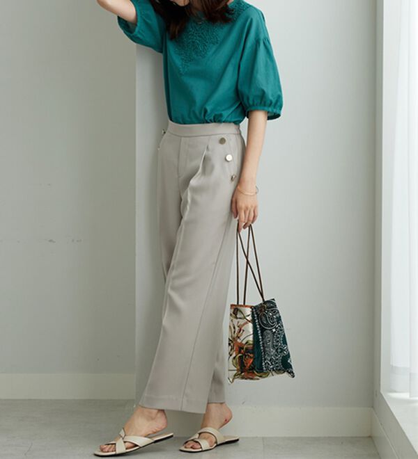 BELLUNA（ベルーナ）の「メランジストレッチ素材ワイドパンツ（ワイドパンツ・ガウチョ）」｜詳細画像