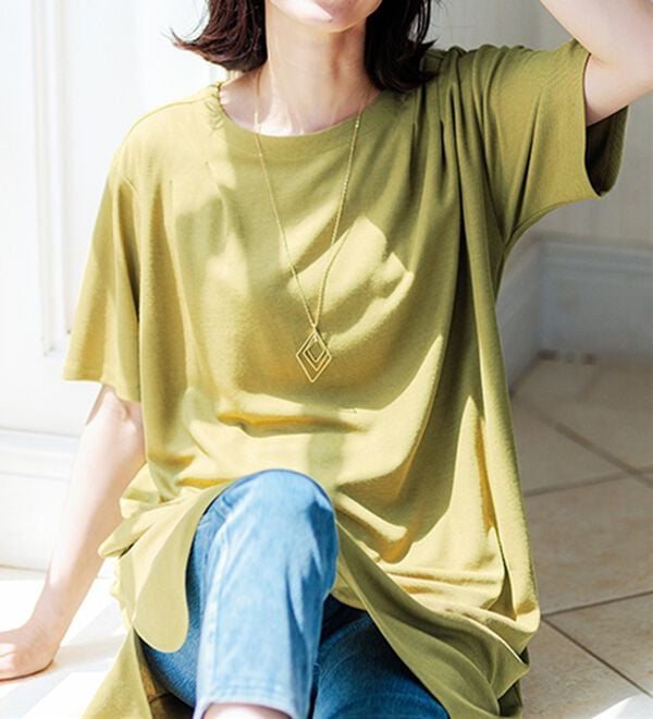 BELLUNA（ベルーナ）の「【接触冷感】かのこ素材タックデザインチュニックワンピース（その他ワンピース）」｜詳細画像