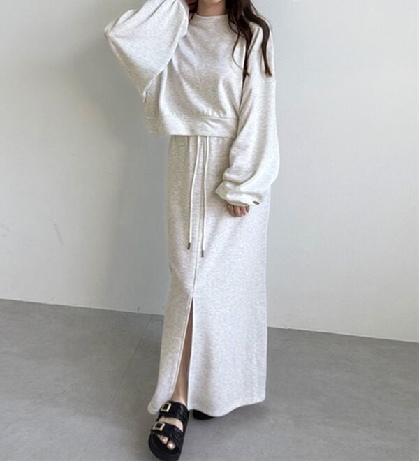 GeeRA（ジーラ）の「フロントスリットスウェットナロースカート（ロングスカート）」｜詳細画像