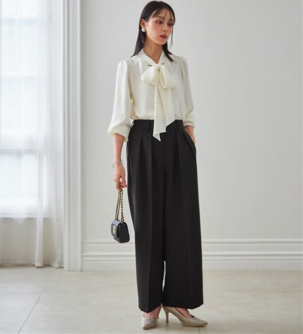 RANAN（ラナン）の「【UV・イージーケア機能付】ボウタイリボンブラウス（ブラウス）」｜詳細画像