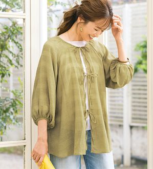 ルフラン（ルフラン）の「ゆるぽわ＊綿１００％リボンブラウス（ブラウス）」｜詳細画像