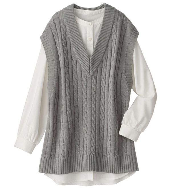 BELLUNA（ベルーナ）の「ニットベストアンサンブル（ベスト）」｜グレー