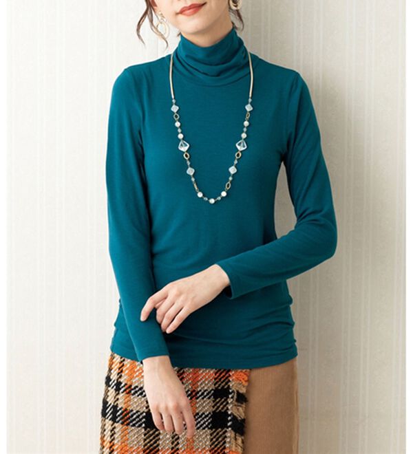 「うるおい椿オイル加工ぽかぽかハイネック（カットソー）」｜詳細画像