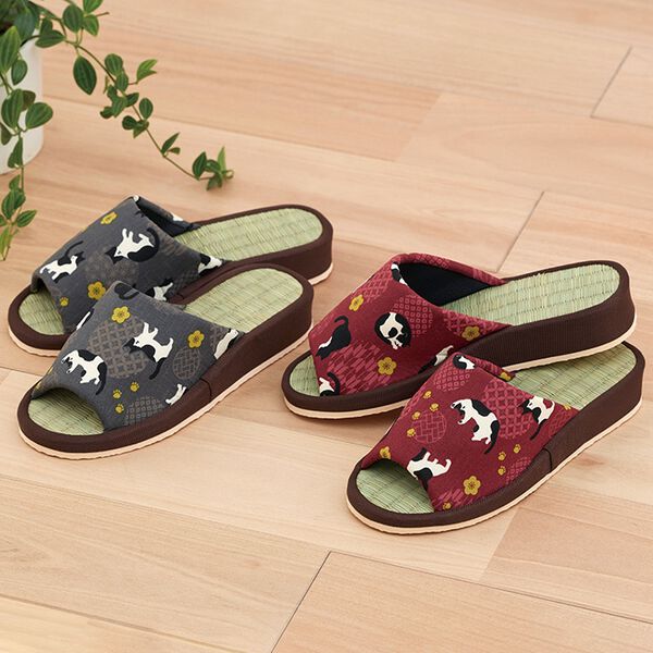 「い草ヒールアップスリッパ２色組（スリッパ・ルームシューズ）」｜詳細画像