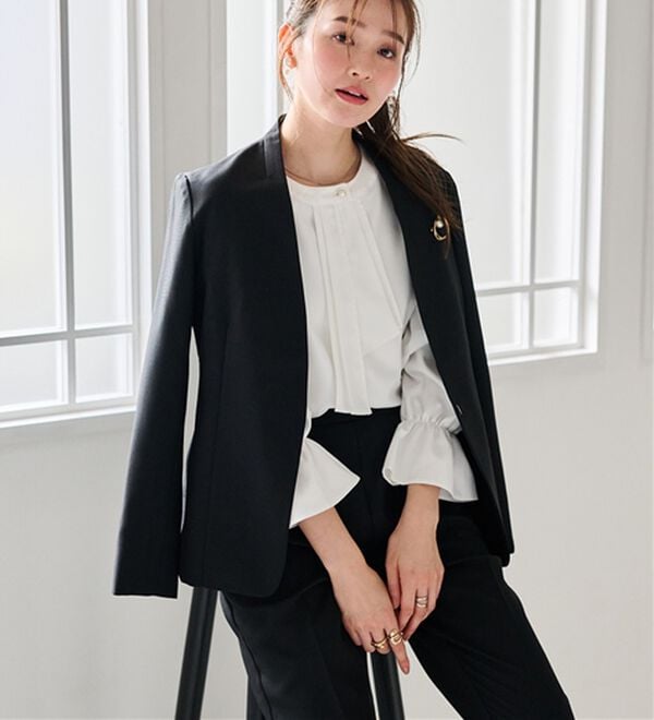 RANAN（ラナン）の「【選べる衿】洗える！春夏ロングシーズン着用可能ベーシック２点ライトスーツ（パンツスーツ）」｜詳細画像