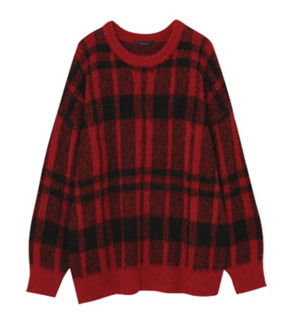 RANAN（ラナン）の「チェック柄ふんわり起毛ニット（チュニック）」｜詳細画像