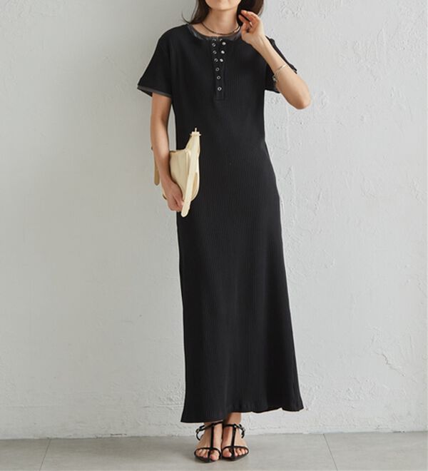 RANAN（ラナン）の「レイヤードヘンリーネックリブワンピース（カットソーワンピース）」｜詳細画像