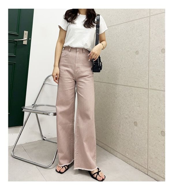 GeeRA（ジーラ）の「オリジナルパッチハイウエストデニム（ワイドパンツ・ガウチョ）」｜詳細画像