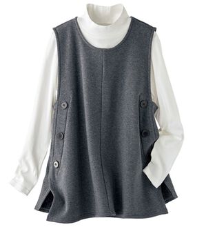 BELLUNA（ベルーナ）の「まるで着る毛布！裏ファーボタン使いベスト（ベスト）」｜杢チャコール