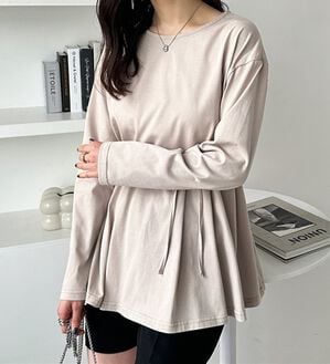 新品タグ付き✨　yori ヘムフレアトリコットカットソー　ペプラム　リボン　綿 リボン付きペプラムカットソー - ベルーナ【公式】