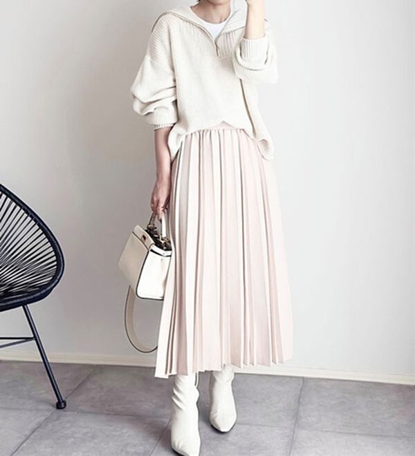 BELLUNA（ベルーナ）の「あぜ編ハーフジップニットプルオーバー（ニット・セーター）」｜詳細画像