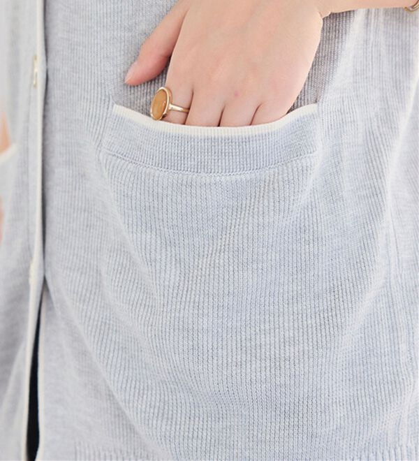 alotta（アロッタ）の「ライン使いゴールドボタン半袖カーデ（その他カーディガン）」｜詳細画像