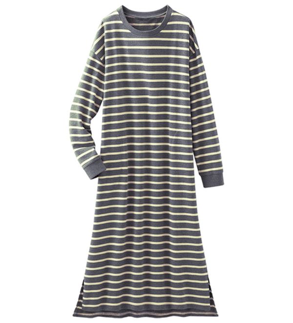 LAVIENNE（ラヴィエンヌ）の「綿混裏シャギーボーダーワンピース（パジャマ・ルームウェア）」｜詳細画像