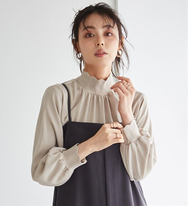 RANAN（ラナン）の「スカラップリブニット使いブラウス（ブラウス）」｜詳細画像