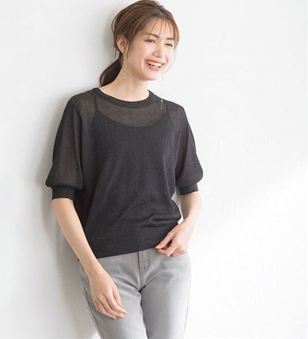 Pierrot（ピエロ）の「シアーラメニット（ニット・セーター）」｜詳細画像