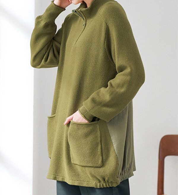 BELLUNA（ベルーナ）の「異素材使いハーフジップニット（ニット・セーター）」｜詳細画像