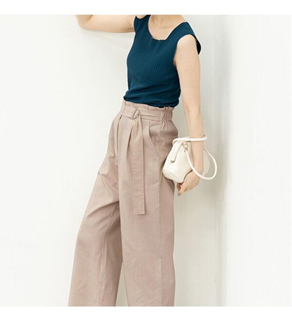 リネンライクベルト付ワイドパンツ - ベルーナ【公式】